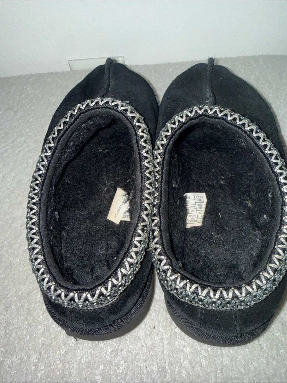 UGG Black Slip-On Kids Slippers with Contrast Stitching